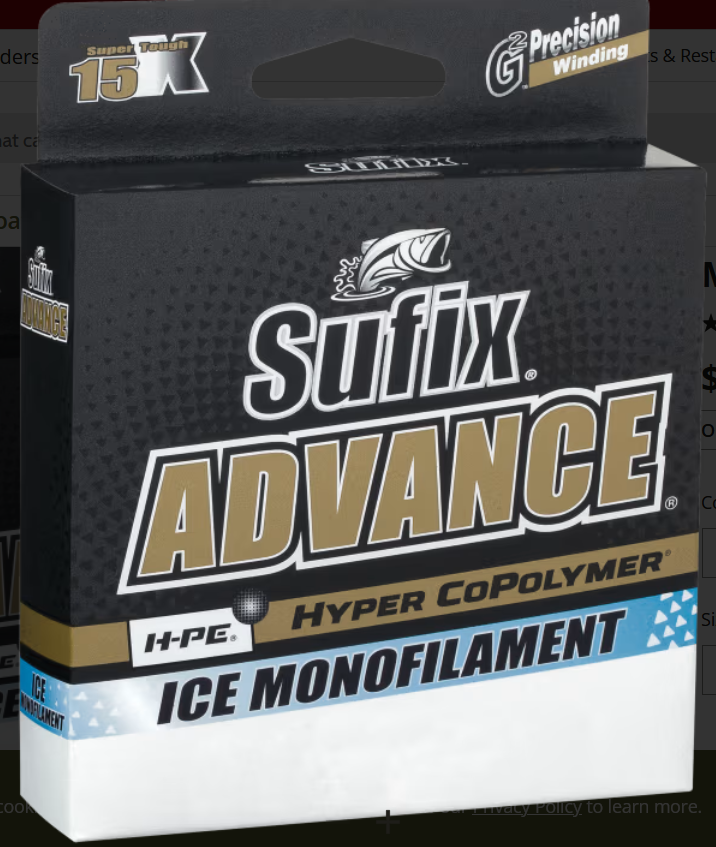Sufix Advance Ice Monofilament 4 lb Clear
