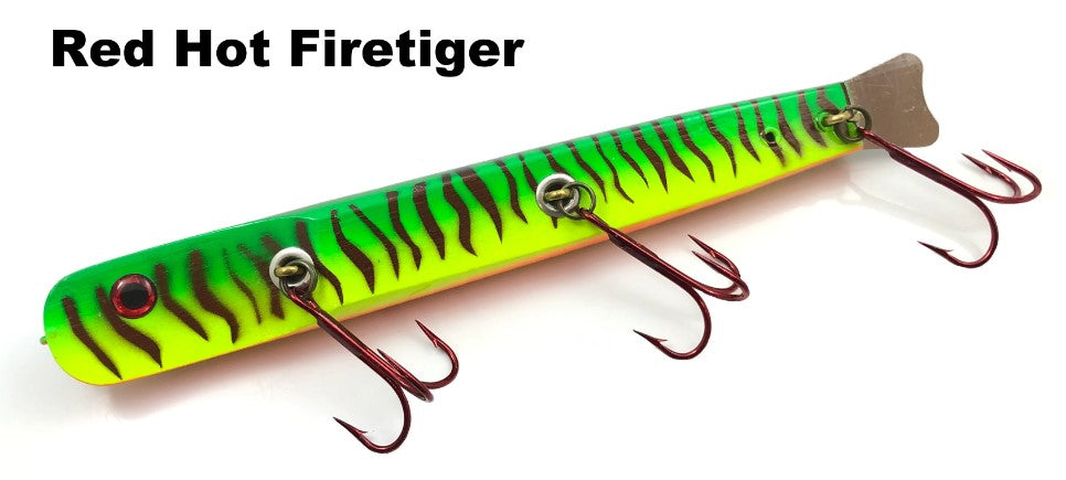 Suick Musky Lures 9 Weighted Dive and Rise Bait Red Hot Firetiger