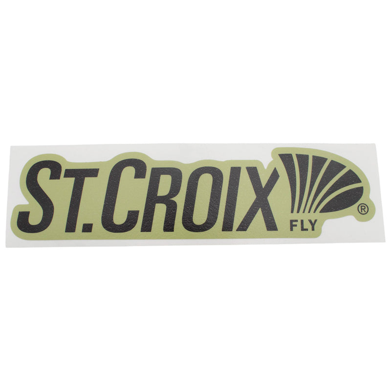 Black and green St. Croix Fly fishing rod logo on white transfer paper.