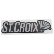 Black and grey St. Croix Fly fishing rod logo on white transfer paper.