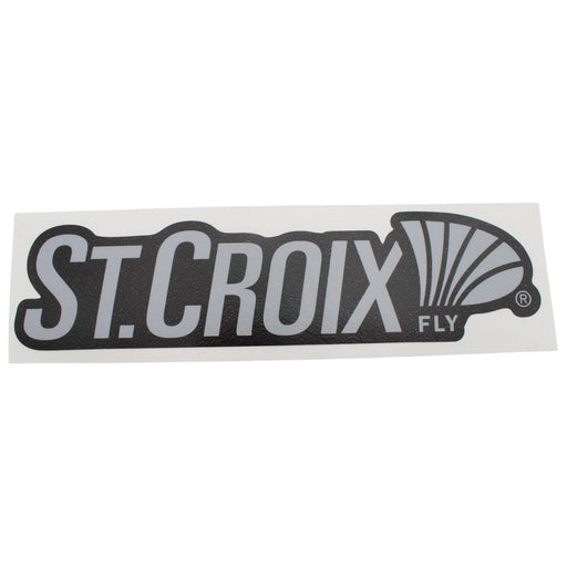 Black and grey St. Croix Fly fishing rod logo on white transfer paper.