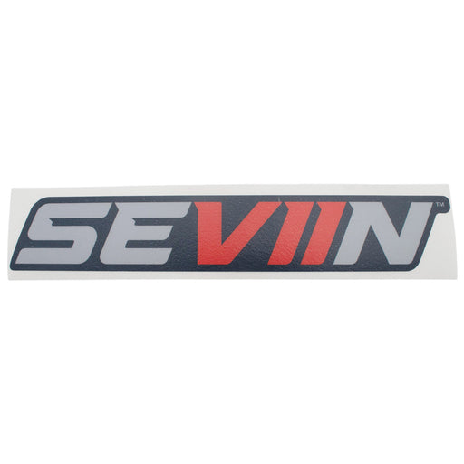 Sticker of a navy, red, and grey 'SEVIIIN' logo on white transfer paper.