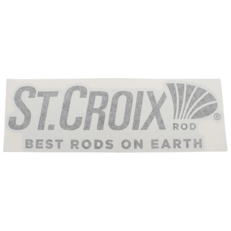 Decal of the st. croix logo in black, with the text "Best rods on earth" underneath it.