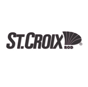Black St. Croix Rod logo decal with red outlining.