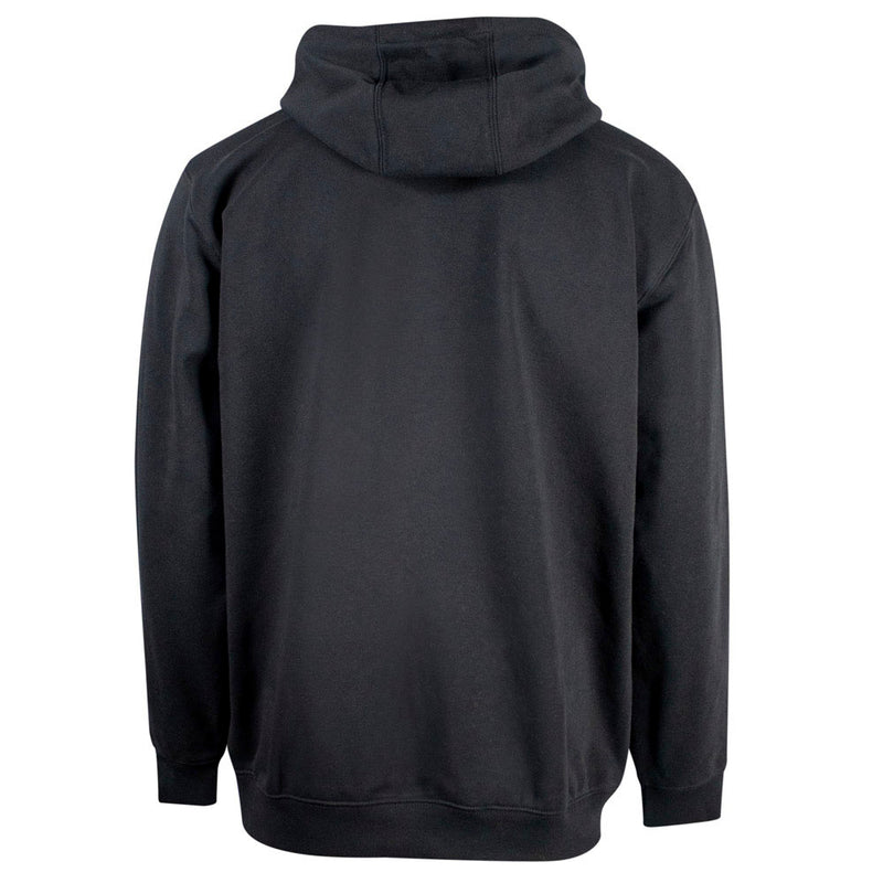 Black hoodie shown from the back on a white background.