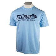 Light blue t-shirt with a navy St. Croix Rod logo on the chest.