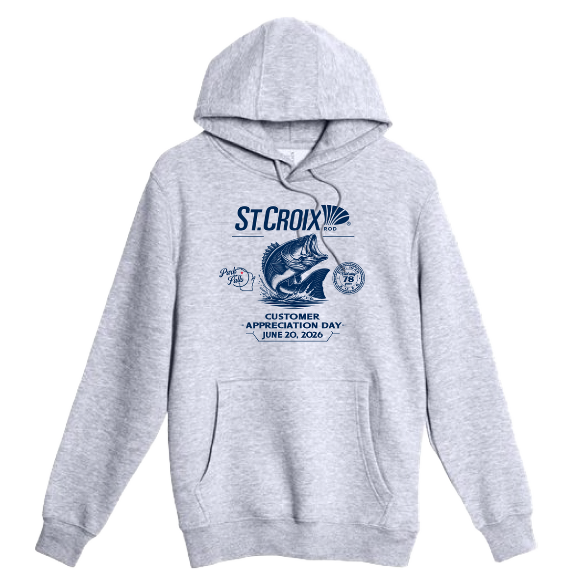 CAD HEATHER GREY BASS HOODIE — St. Croix Rods - Factory Store
