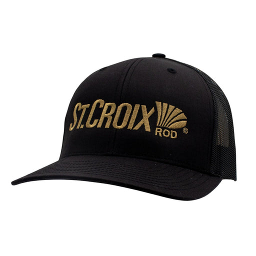 Black cap with a gold 'St. Croix Rod' logo on a white background.