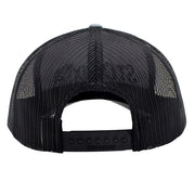 Black mesh cap with a snap back closure.