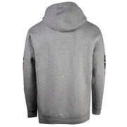Back of a light grey hoodie.