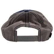 Back view of a gray mesh cap with a snapback closure.