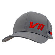 Side of a gray cap with an orange "VII" logo on the front left panel.