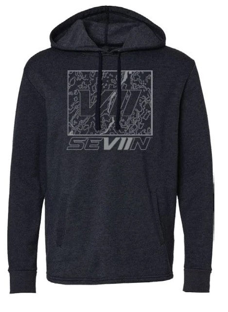 VII TOPOGRAPHIC HOODIE - BLACK