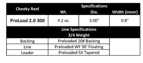 CHEEKY PRELOAD 2.0 300 FLY REEL