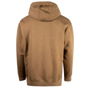 Brown hoodie shown from the back on a white background.