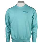 A light teal crewneck sweatshirt displayed on a white mannequin torso against a plain white background. The sweatshirt features a small dark teal 'ST CROIX' logo printed on the left chest.