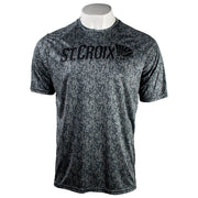 Gray digital camo print t-shirt with a black 'St. Croix' logo on the chest.