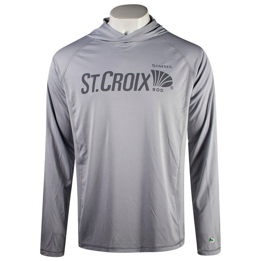 Gray hooded long sleeve with a dark grey St. Croix logo on the chest.