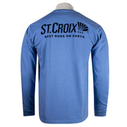 Light blue long-sleeve shirt with a navy blue St. Croix logo on the shoulder blades.
