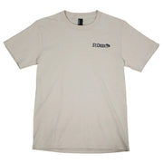 A light beige crewneck t-shirt with a small black 'ST. CROIX' logo printed on the left chest, displayed flat against a white background.