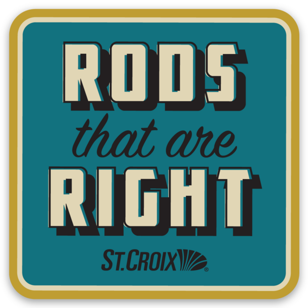 ST. CROIX "RODS THAT ARE RIGHT" SQUARE TEAL STICKER