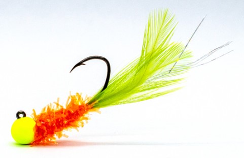 VMC 1/16 oz. Tungsten Mustache Jig Fishing Lure 2-Pack - Orange Chartreuse  Glow 